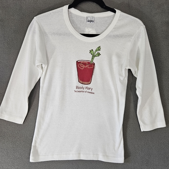 Vintage Y2K 03 Be As You Are Women M Shirt Bloody Mary Breakfast Graphic Drink - Picture 1 of 10